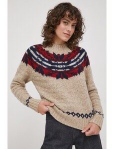 Polo Ralph Lauren pulover de lana femei, culoarea bej