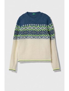 United Colors of Benetton pulover pentru copii din amestec de lana culoarea bej