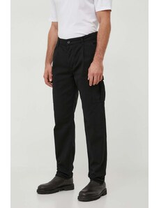 United Colors of Benetton pantaloni de bumbac culoarea negru, cu fason cargo