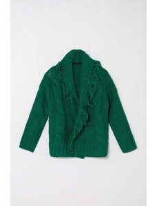 Sisley cardigan cu amestec de lână pentru copii culoarea verde, călduros