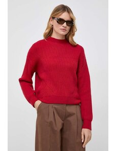 Patrizia Pepe pulover de lana femei, culoarea rosu, cu turtleneck