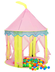OrlandoKids Cort de joaca pentru copii cu 250 bile, roz, 100x100x127 cm