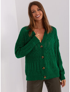 Fashionhunters Dark green women's sweater with buttons