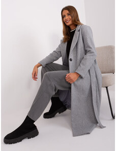 Fashionhunters Grey melange women's button-down coat OCH BELLA