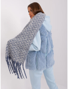 Fashionhunters Women's white and blue scarf with fringe