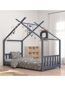 OrlandoKids Cadru de pat de copii, gri, 70 x 140 cm, lemn masiv de pin