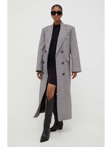 Answear Lab palton de lana culoarea gri, de tranzitie, oversize