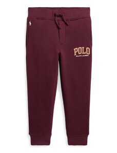 Polo Ralph Lauren pantaloni de trening pentru copii culoarea bordo, cu imprimeu