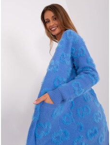 Fashionhunters Blue soft cardigan with patterns
