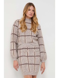 Guess pulover din amestec de lana femei, culoarea maro, călduros