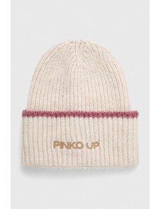 Pinko Up caciula din lana pentru copii culoarea bej, din tricot gros