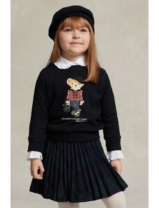 Polo Ralph Lauren bluza copii culoarea negru, cu imprimeu