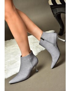 Fox Shoes N282102110 Gray Jeans Women's Thin Heeled Pointed Toe Boots