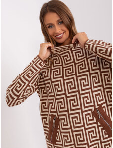Fashionhunters Brown and beige patterned sweater