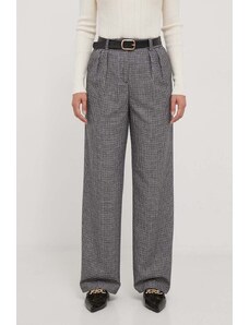 United Colors of Benetton pantaloni din lana culoarea negru, drept, high waist