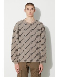 Represent pulover de lână Jaquard Sweater bărbați, culoarea maro, light