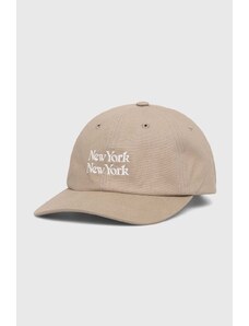 Corridor șapcă de baseball din bumbac NY NY Cap culoarea bej, cu imprimeu, HT0089-K