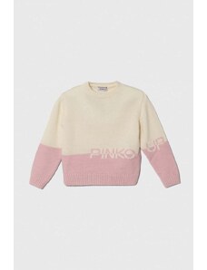 Pinko Up pulover de lână pentru copii culoarea roz