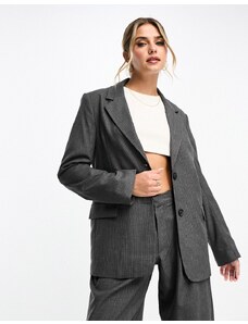 Pull&Bear pinstripe oversized blazer co-ord in dark grey