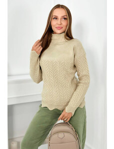 Kesi Sweater with decorative ruffle in beige color