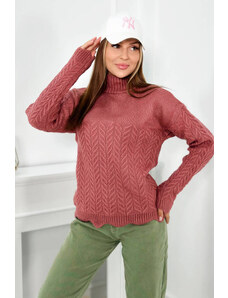 Kesi Sweater with decorative ruffle dark pink