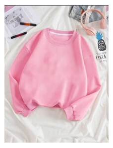 Know Women's Pink Plain Crewneck Sweatshirt