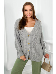 Kesi Button-down sweater with puffed sleeves grey