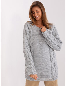 Fashionhunters Grey sweater with oversize cables