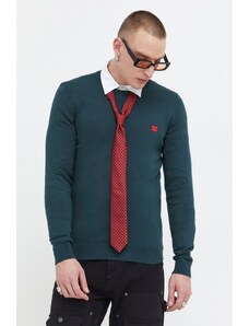 HUGO pulover de bumbac culoarea verde, light 50475083
