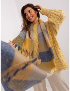 Fashionhunters Camel gray scarf with fringe