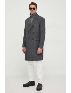 Sisley palton din lana culoarea gri, de tranzitie, cu doua randuri de nasturi