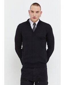 HUGO pulover de lana barbati, culoarea negru, light, cu turtleneck
