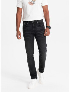 Ombre Spodnie męskie jeansowe SLIM FIT - czarne V1 OM-PADP-0110