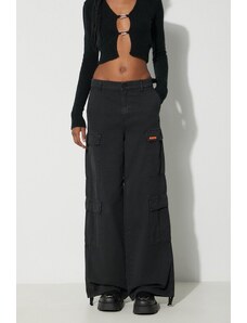 Heron Preston pantaloni din amestec de in Vintage Wash Canvas Cargo culoarea negru, fit cargo, high waist, HWCF008F23FAB0011000