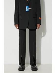 Heron Preston pantaloni Gabardine Zip Pants femei, culoarea negru, drept, high waist, HWCO001F23FAB0011000