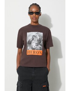 Heron Preston tricou din bumbac Heron Bw Ss Tee femei, culoarea maro, HWAA032F23JER0026010