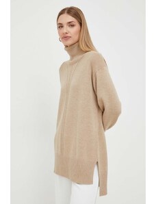 Trussardi pulover din amestec de lana femei, culoarea bej, light, cu guler