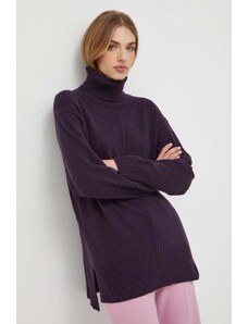 Trussardi pulover din amestec de lana femei, culoarea violet, light, cu guler