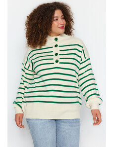 Trendyol Green Striped Tricotaje Pulover