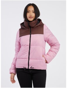 Burgundy-pink Quilted Winter Hooded Jacket Noisy May Ales - Women