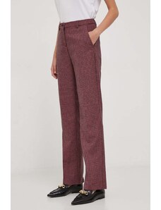 United Colors of Benetton pantaloni din lana culoarea roz, drept, high waist
