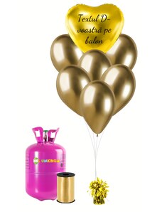 Set de petrecere personalizat cu heliu - Inimă aurie 31 buc