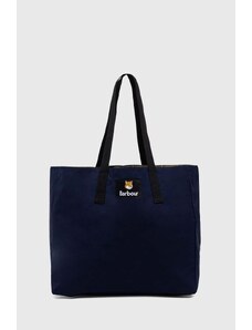 Barbour poșetă X Maison Kitsune Reversible Tote Bag culoarea bleumarin, UBA0692