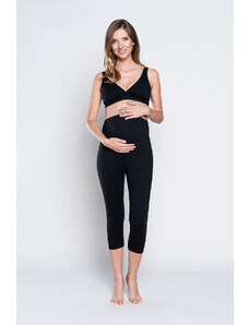 Italian Fashion 3/4 Maternity Leggings, Third Trimester - Black