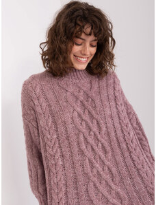 Fashionhunters Purple women's sweater with cables