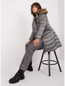 Fashionhunters Dark grey quilted winter jacket