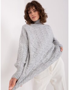 Fashionhunters Grey sweater with oversize cables