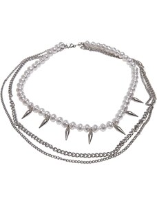 Urban Classics Accessoires Meridian Pearl Layering Necklace - Silver Color