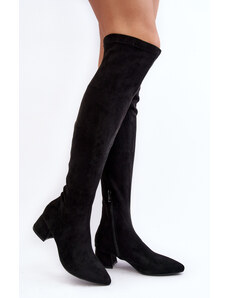Kesi Women's over-the-knee boots with low heels black Maidna