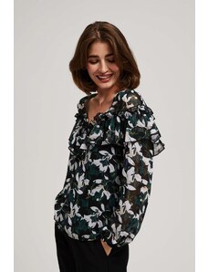 Moodo Shirt with ruffles and floral pattern